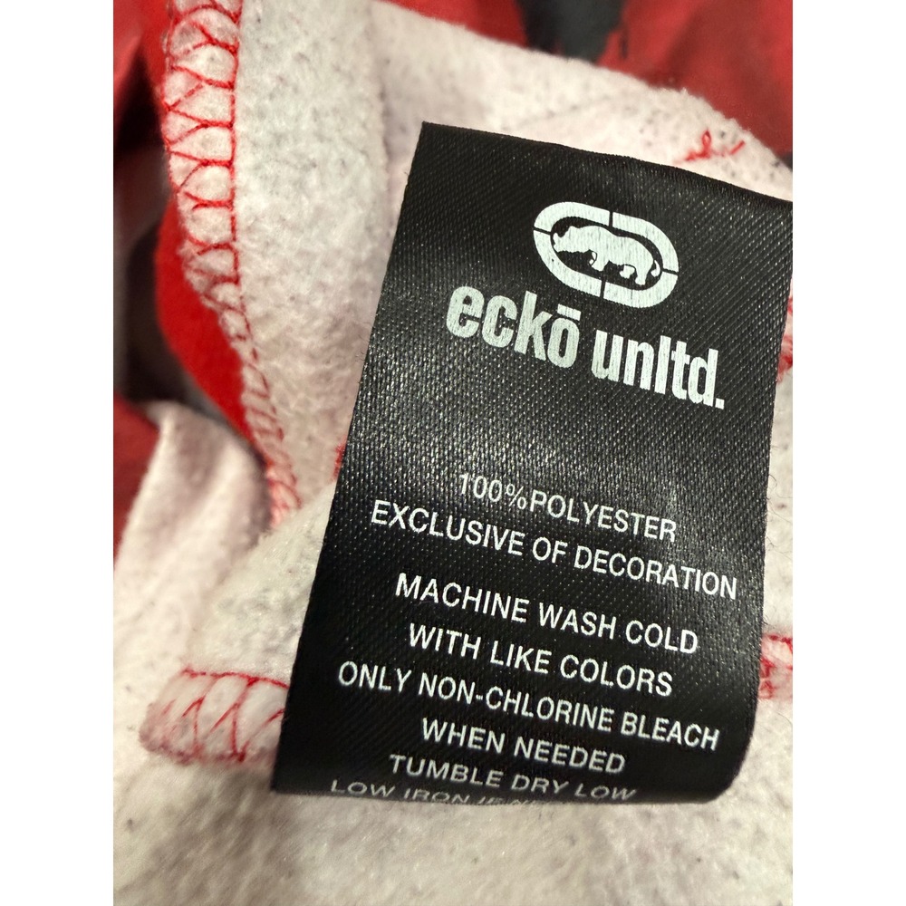 Ecko Unltd Mens Red Black Splatter Rhino Logo‎ Graphic Hoodie Sweatshirt Size M - Picture 7 of 11